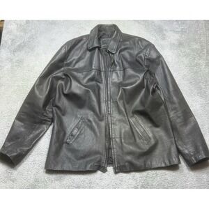 Vintage Creaciones Padilla Jacket Men's XL Black Fine Leather Long *ZIPPER ISSUE